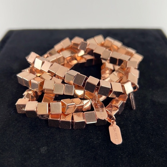 Lisa Freede ROSE GOLD stretchy cubic geometric bracelets (set of 4)…heavy metal! - Picture 5 of 6